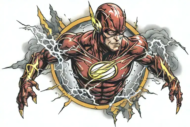 The Flash Symbol Only With Colour And Lightning Bolts