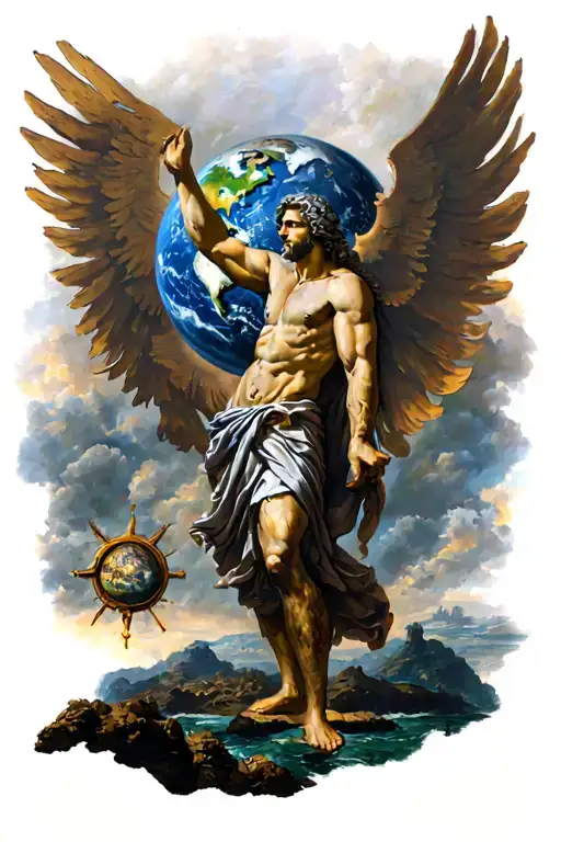 God Atlas Holding The World On His Shoulders