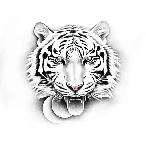 White Tiger With Rose In Mouth
