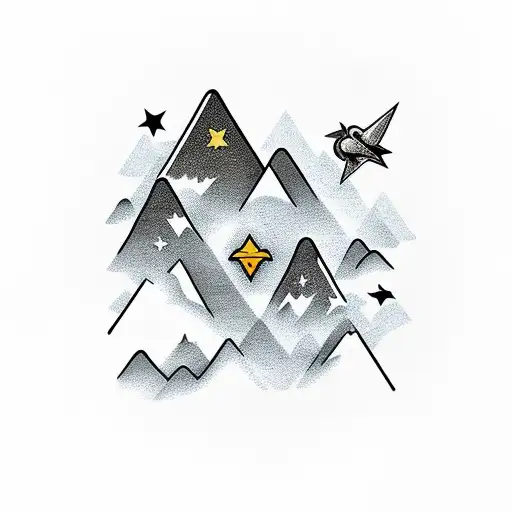 Mountains With Shooting Star