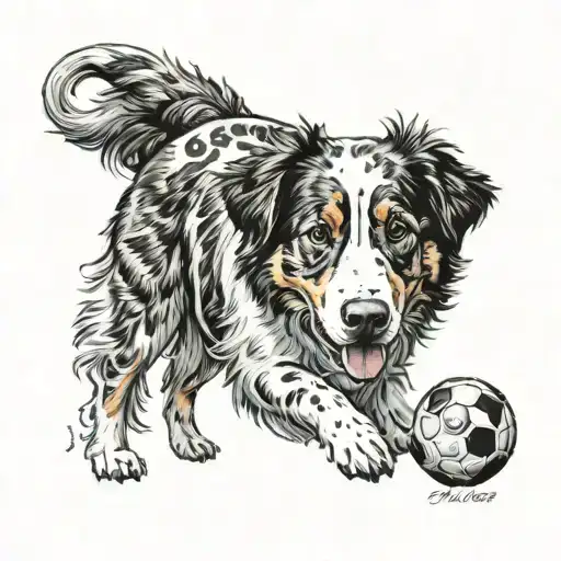 Australian Shepherd Wearing Football Jersey Number 87