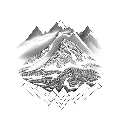 Double Black Diamond Ski Symbol Outlines With Mountain Scene Inside
