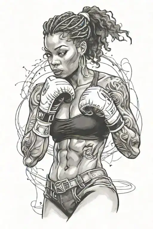 Black Woman Boxing Wraps Sexy Woman