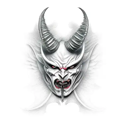 Half Angel Half Demon Face And The Demon Half Has A Horn And Sharp Fangs