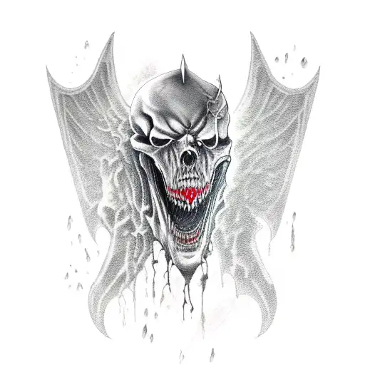 Grim Reaper Sharp Fangs Scythe Ripped Cape Wings