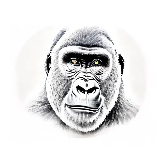 Gorilla Listing Music With Headphone On Where Surroundings Are Burning With Fire