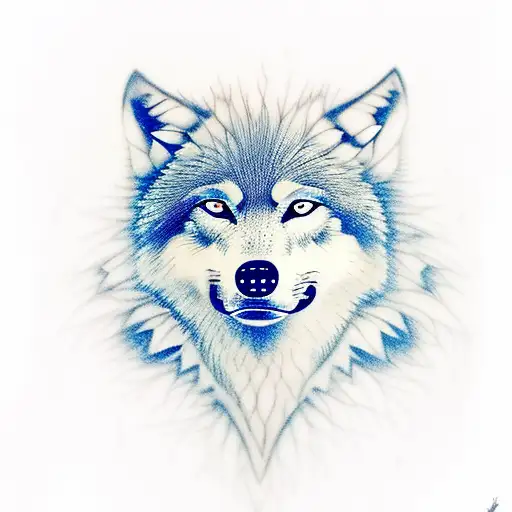 Wolf With Blue Eyes In Forest