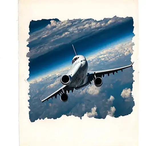 Airplane Flying Towards A Setting