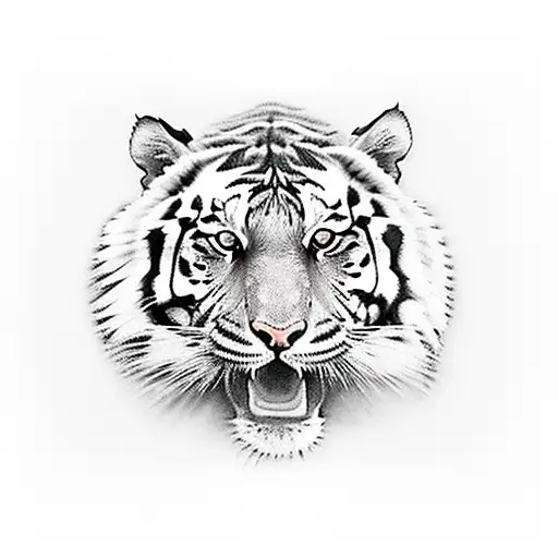 Tiger Loooking From The Behind The Roses