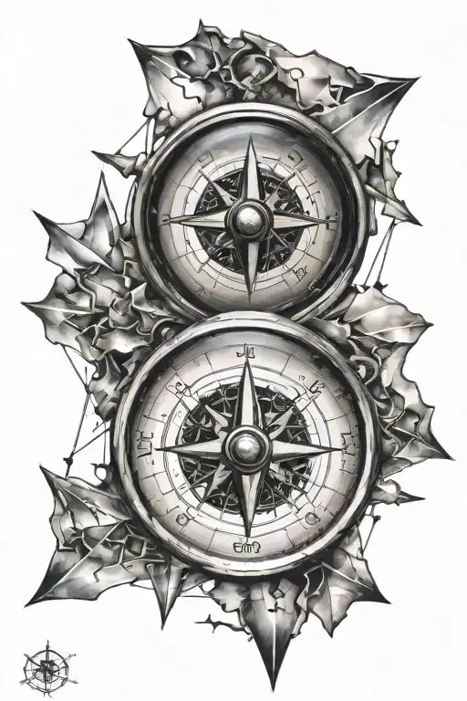 Compass With Shattered Glass Shards