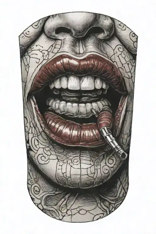 Red Lip Stick Tongue