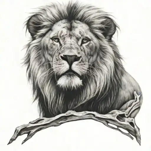 Lion With Crusifix In The Background