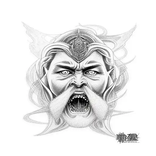 An Intricate Design Combining Elements From Lord Of The Rings And Naruto