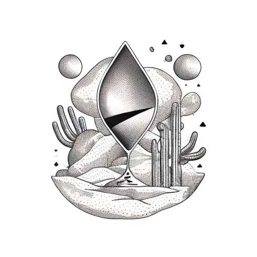 Desert With Hourglass In Background