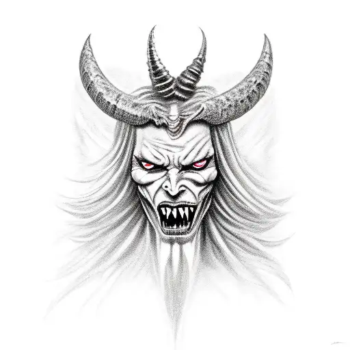 Half Angel Half Demon And The Demon Half Has A Horn And Sharp Long Vampire Fangs