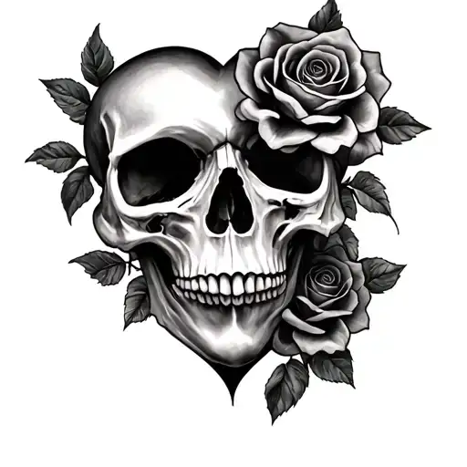 Skull Roses Heart