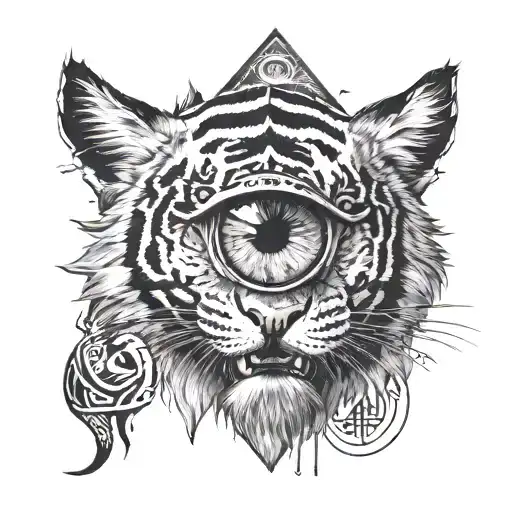 Illuminati Eye With Tiger Emerging