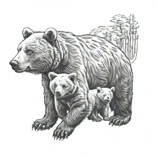 Cub Bear And Papa Bear Holding