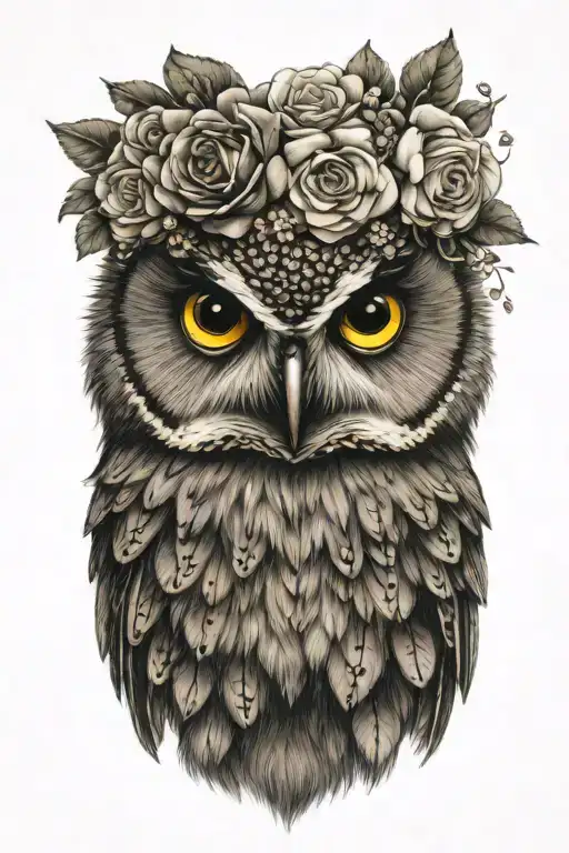 Owl Wearing Flower Crown