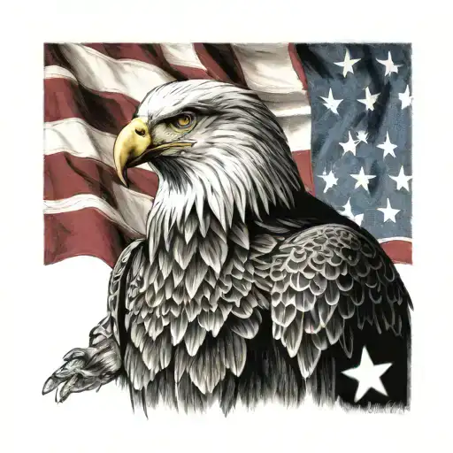 Eagle And Cross And American Flag