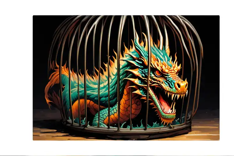 Dragon Brusting Out Of A Cage