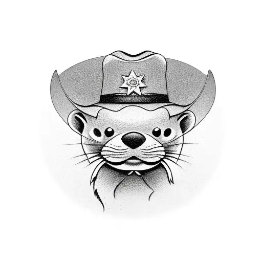Cartoon Otter Wearing A Cowboy Hat