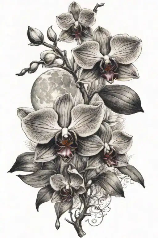 Orchid And Moon Rising