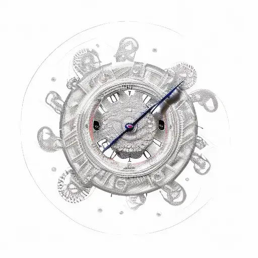 Motocycle Wheel And Chain Around A Clock