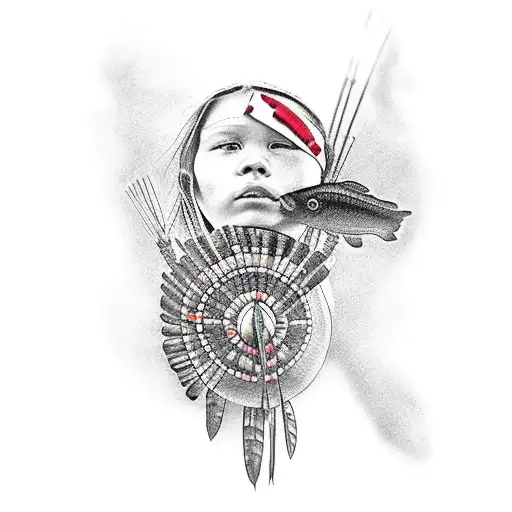 Native American Girl Fishing