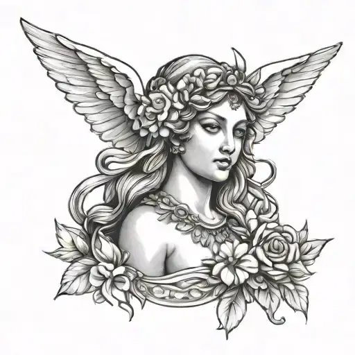 Artemis Greek Goddess With Bow As Cherub Holding