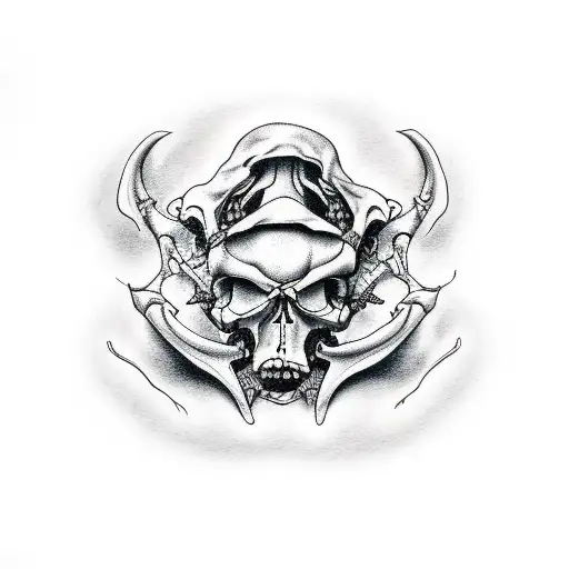 Reaper In Front Of Field Of Bones