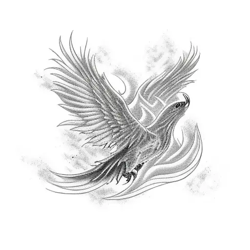 Rising Pheonix Fire Bird Flying Away