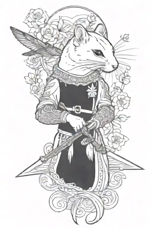 Breton Ermine Holding A Sword
