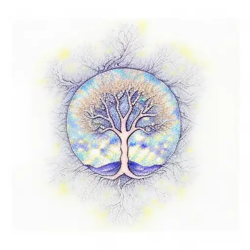 Tree Of Life With Pastel Starry Night Sky