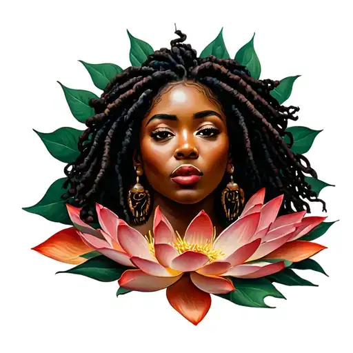 African American Woman With Sisterlocks Rising From The Lotus Flower