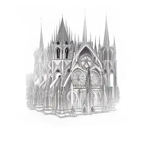 Dark Gothic Cathedral With Lots Of Spires