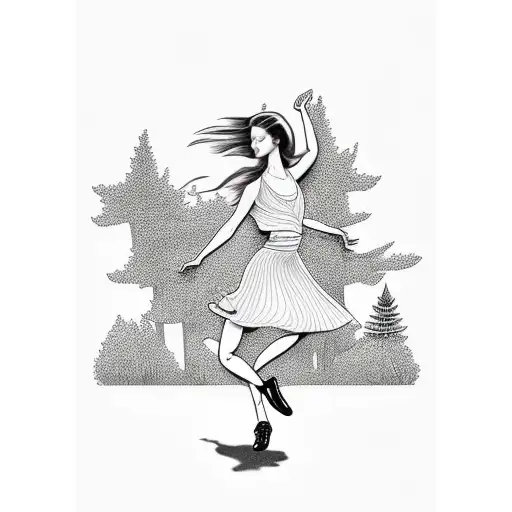 Girl Dancing In A Forest