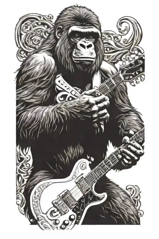 Scary Gorilla Playing A Guitar