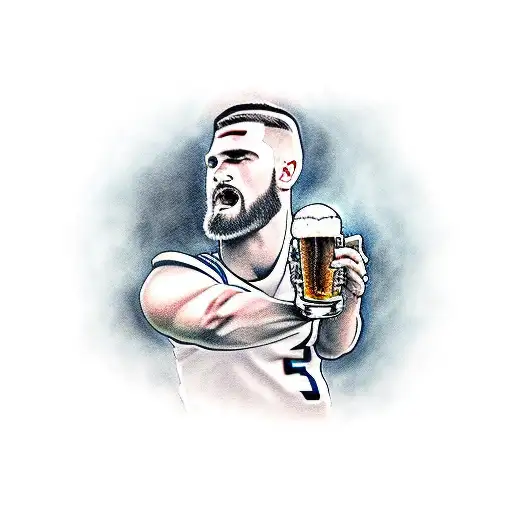 A Fierce Titan Football Player Holding A Beer Mug