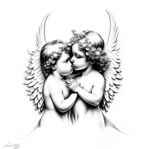 Angel Cherubs Kissing