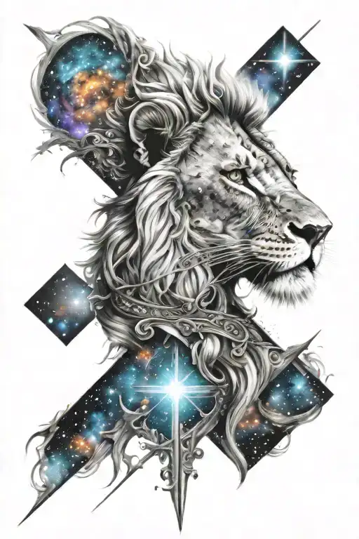 Lion Galaxy Cross Wrapped