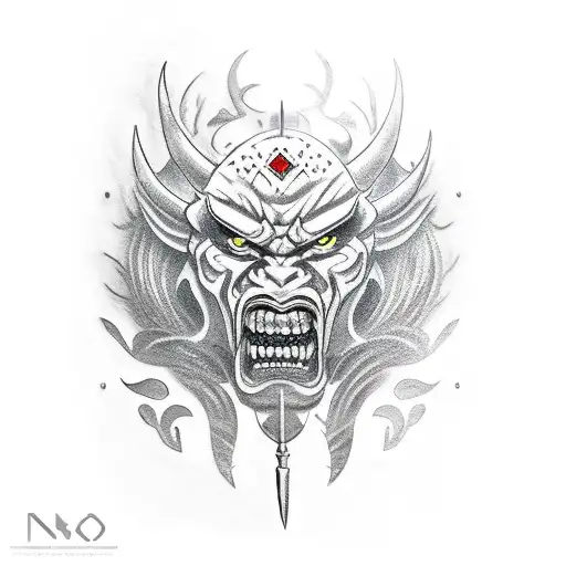 Oni Mask Wit Sword