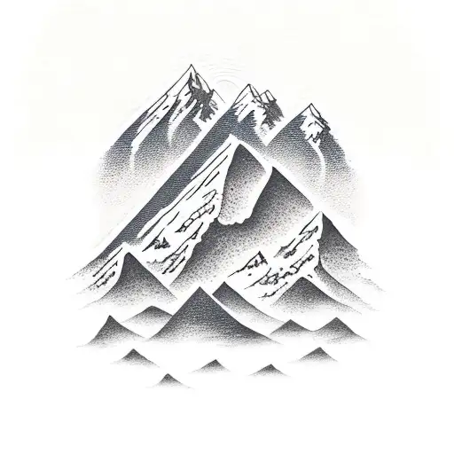 Mountain Range With Cowboys