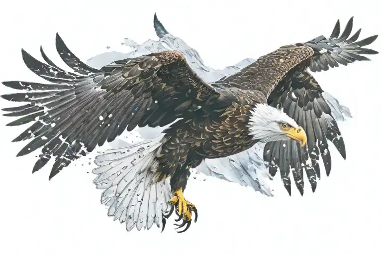Eagle Flying In Snow Storm