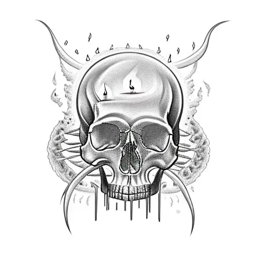 Melting Candles On Top Of Skull