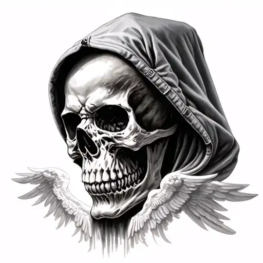 Scary Skull With Hoodie Ascending Into Heaven