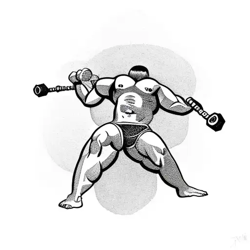 A Weightlifter Lifting A Dumbbell With A Compass As The Weight