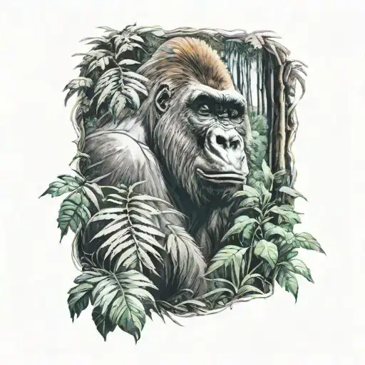 Gorilla In A Forest Scene