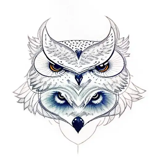 And Owl And A Wolf With A Forest As Background