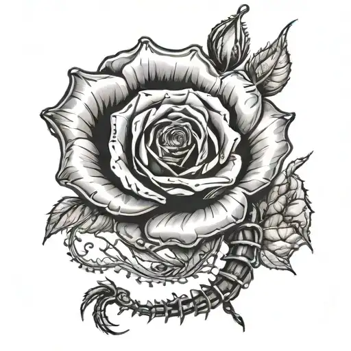 Black Rose With Centipede Wrapped